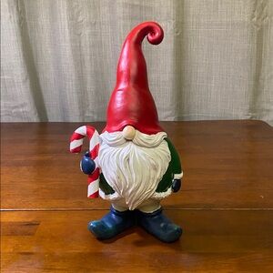 Holiday Gnome with Red Hat and Candy Cane figurine